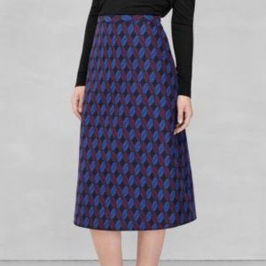 & Other Stories Jacquard Midi Wool Blend Skirt